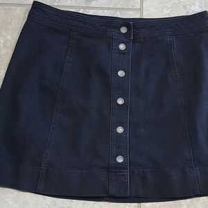 Madewell Black Denim Button-Front Mini Skirt